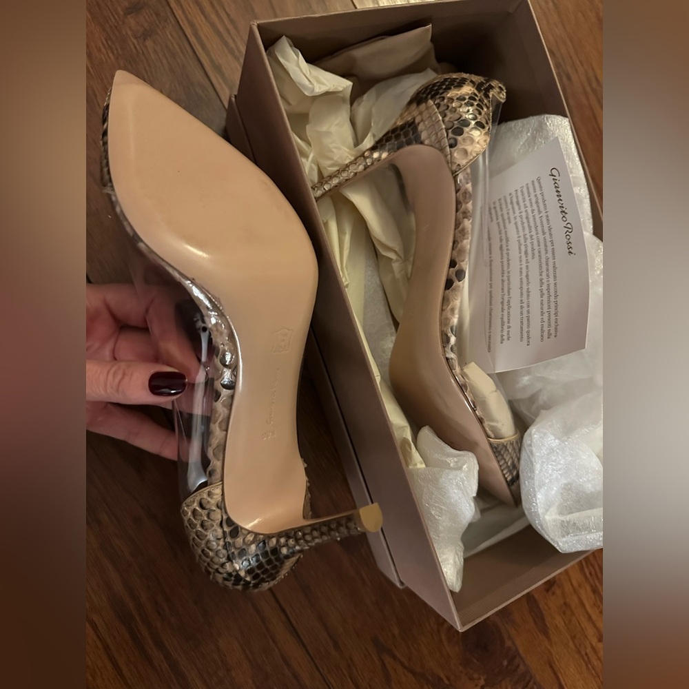 Gianvito Rossi Python Plexi Stilettos 39.5 - Picture 6 of 9